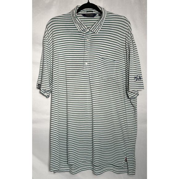 Polo Golf Ralph Lauren Stretch Lisle Men's XL TG Polo Shirt Green Striped - Picture 1 of 12